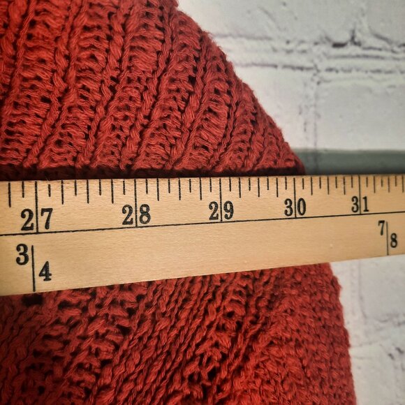 Free People Womens Oversized Cropped Knit Sweater Red Brick - Picture 10 of 12